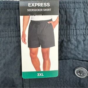 Express Men's Seersucker Shorts Black/Charcoal - Size 3XL NWT
